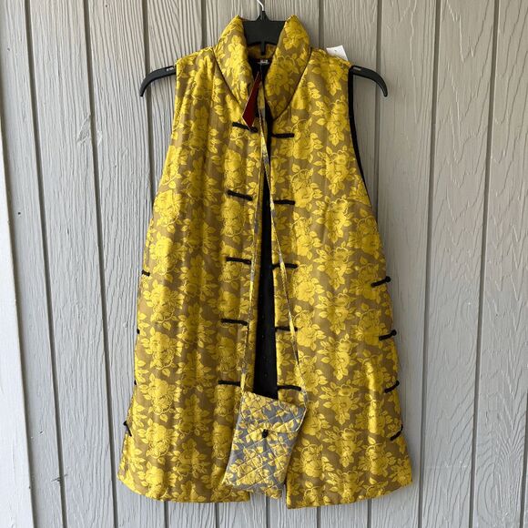 DH Silk Quilted Cheongsam-Style Silk Vest w/ Bag – Pankou Closures – NWT M - Picture 1 of 14